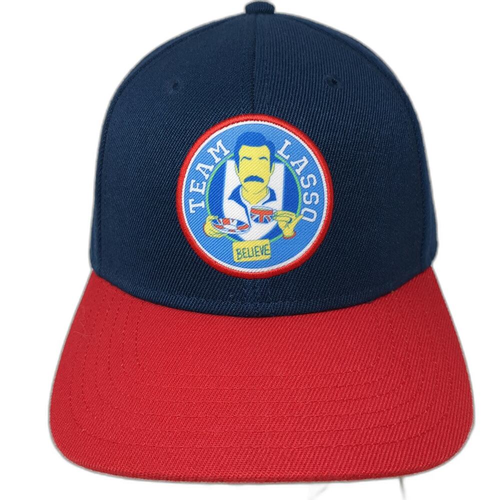 Ted Lasso Snapback Hat Blue Red One Size Believe Patch Yellow Underbrim Show